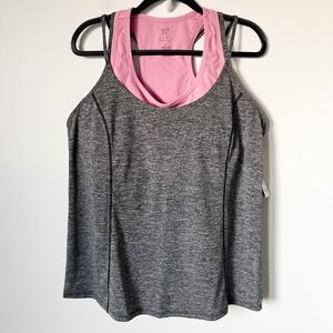 NWT Livi Active Performance Tank Bra Top Gray Pink Womens 18